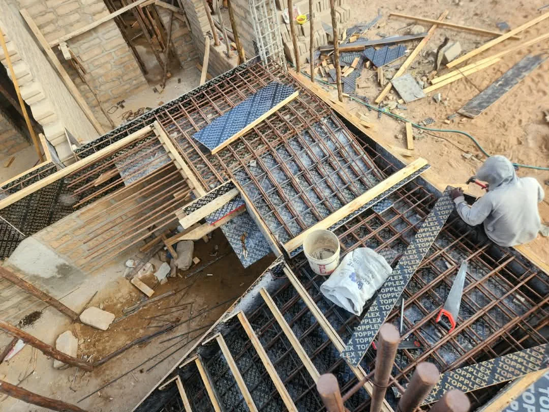 Rebar fixing close-up on the Dodoma slab